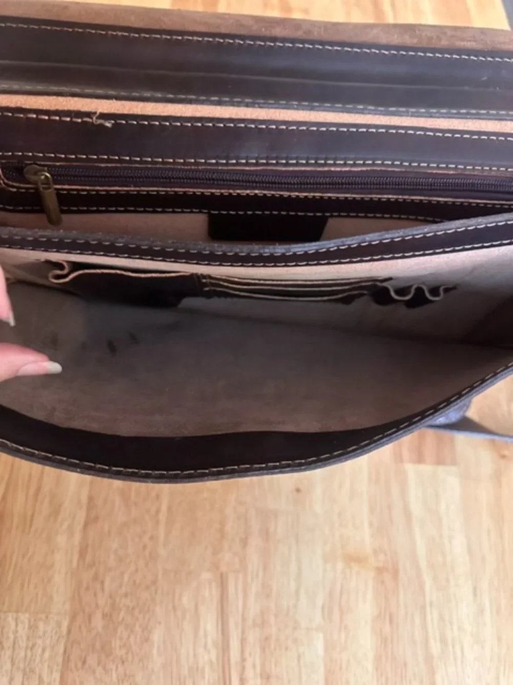Vera Pelle | Made in Italy Vintage Leather Crossbody Sachel Messenger Bag Brown